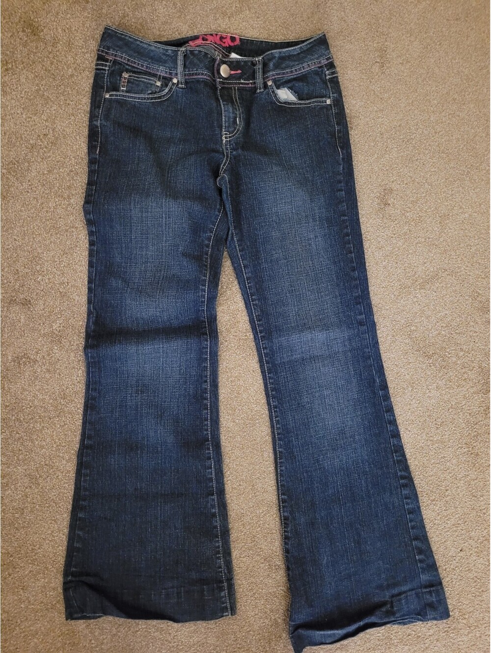 Y2K Bongo Women Jr Sz 9 Dark Rinse Vanessa Minnillo Fit Flare Jeans Low Rise - Picture 4 of 9